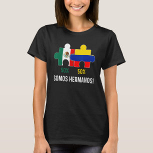Camiseta Mapa de ADN de bandera mitad colombiana mitad mexi