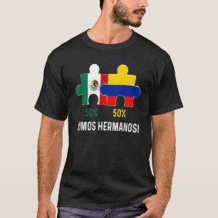 Camiseta Mapa de ADN de bandera mitad colombiana mitad mexi