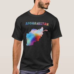 Camiseta Mapa de Afganistán acuarela multicolor Arte digita
