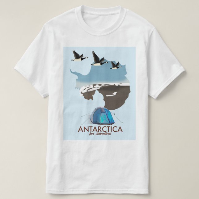 Camiseta Mapa de afiches de Antártida For Adventure Travel. (Diseño del anverso)