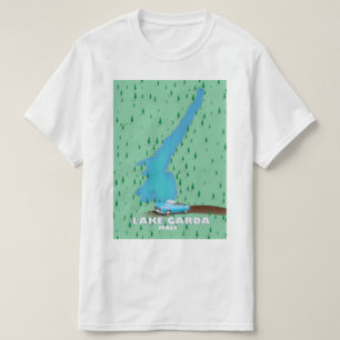Camiseta Mapa de afiches de viajes en el lago de Garda Ital