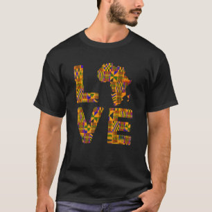 Camiseta Mapa de África Amor Impresión Kente para Orgullo d