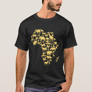 Camiseta Mapa de África Animales Melanina Africano Historia