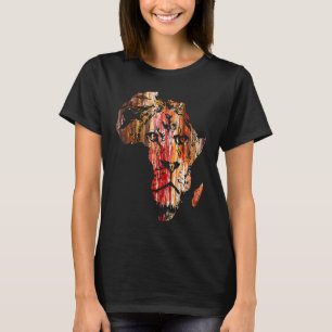 Camiseta Mapa de África Cara de León Africano Safari Fauna 