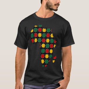 Camiseta Mapa de África con colores verde, amarillo y rojo