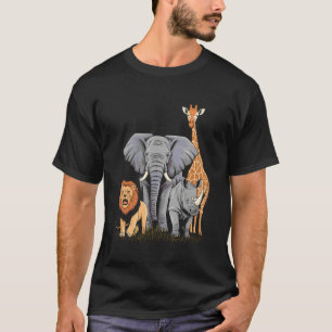 Camiseta Mapa de África con silueta de fauna y flora del sa