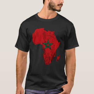 Camiseta Mapa de África Esquema de la bandera marroquí Viaj