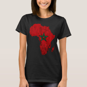 Camiseta Mapa de África Esquema de la bandera marroquí Viaj