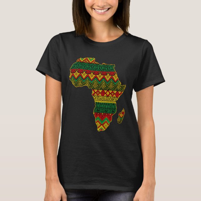 Camiseta Mapa de África Kente Juneteenth Afroamericano Negr (Anverso)