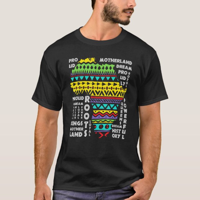 Camiseta Mapa de África Patrón tradicional de Dashiki Arte  (Anverso)