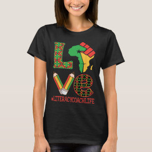 Camiseta Mapa de África Puño en Alto Amor Alfabetización En