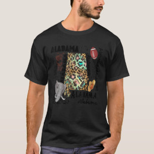 Camiseta Mapa de Alabama, Souvenirs De Mapa De Bandera Leop