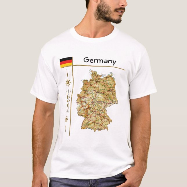 Camiseta Mapa de Alemania + Bandera + Cargo-Camisa (Anverso)