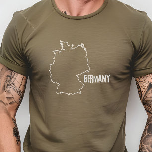 Camiseta Mapa de Alemania Esbozar la línea fronteriza con A