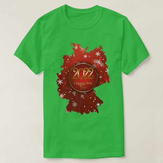 Camiseta Mapa de Alemania, Feliz Año Nuevo 2022, tet de oro (Diseño del anverso)