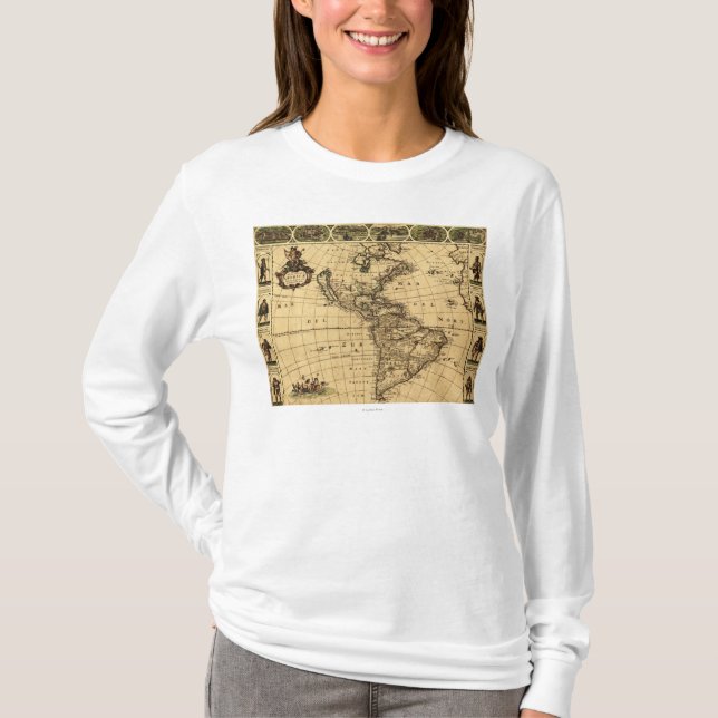 Camiseta Mapa de AmericaPanoramic del norte y sur (Anverso)