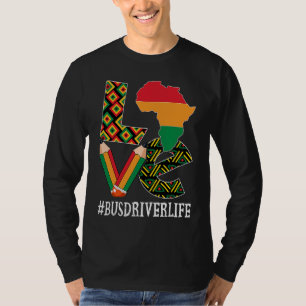 Camiseta Mapa de amor de conductor de autobús Historia negr
