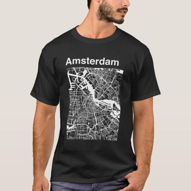 Camiseta Mapa de Amsterdam - Países Bajos (Anverso)