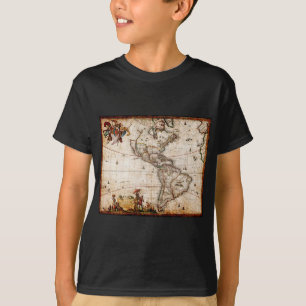 Camiseta Mapa de Antigüedades de América del Norte y del Su