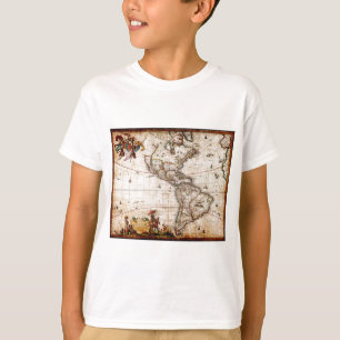 Camiseta Mapa de Antigüedades de América del Norte y del Su