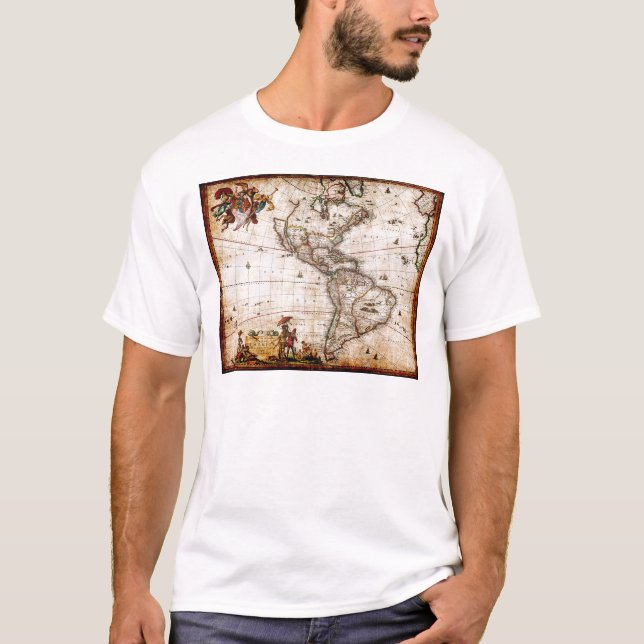 Camiseta Mapa de Antigüedades de América del Norte y del Su (Anverso)