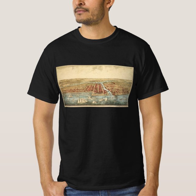 Camiseta Mapa de antigüedades de Chicago, calle LaSalle y r (Anverso)