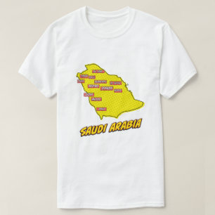 Camiseta Mapa de Arabia Saudita ilustrado con arte pop