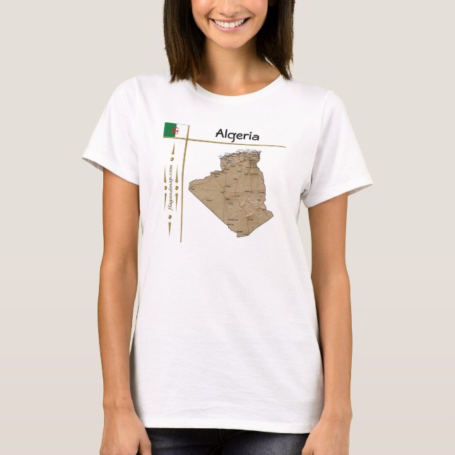 Camiseta Mapa de Argelia + Bandera + Título (Anverso)