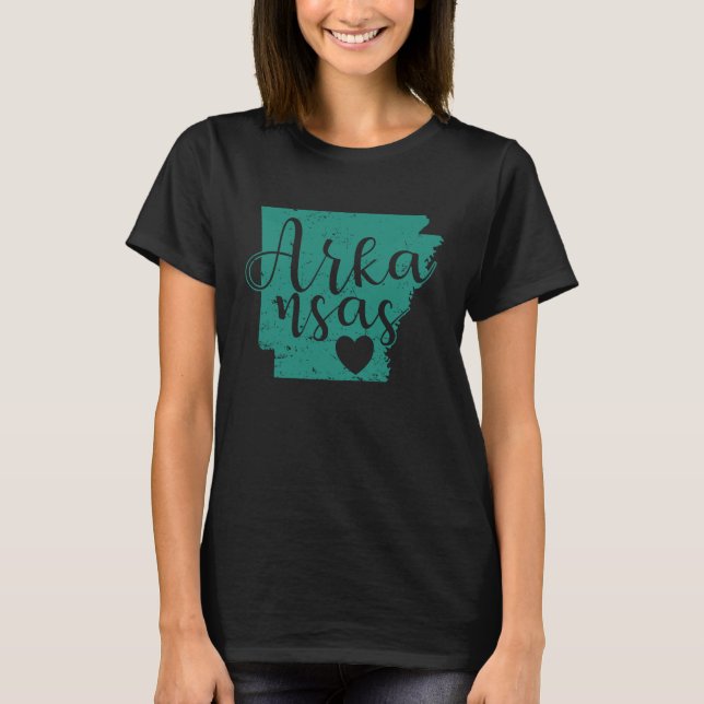 Camiseta Mapa de Arkansas Esquema de Estados Unidos (Anverso)