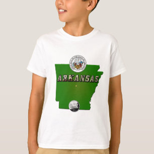 Camiseta Mapa de Arkansas, Sello y Barrio Faux Estatal