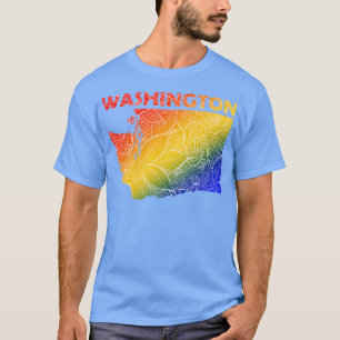 Camiseta Mapa de arte colorido de mandala de Washington con