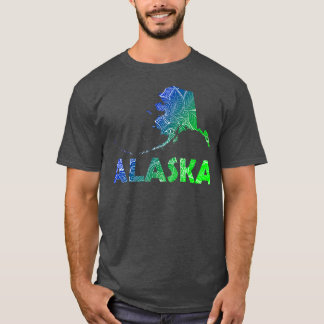 Camiseta Mapa de arte colorido mandala de Alaska con texto