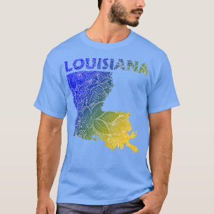 Camiseta Mapa de arte colorido mandala de Luisiana con text