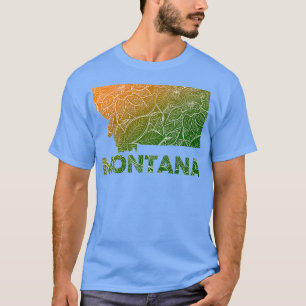 Camiseta Mapa de arte colorido mandala de Montana con texto