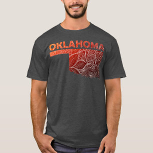 Camiseta Mapa de arte colorido mandala de Oklahoma con text