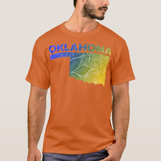 Camiseta Mapa de arte colorido mandala de Oklahoma con text