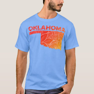 Camiseta Mapa de arte colorido mandala de Oklahoma con text