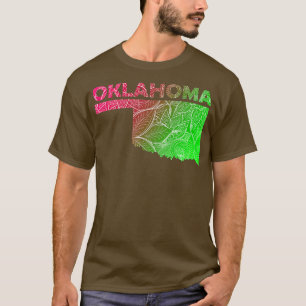 Camiseta Mapa de arte colorido mandala de Oklahoma con text