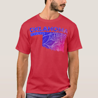 Camiseta Mapa de arte colorido mandala de Oklahoma con text