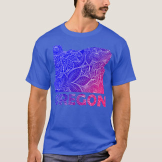 Camiseta Mapa de arte colorido mandala de Oregon con texto 
