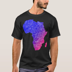 Camiseta Mapa de arte de mandala colorida de África con tex