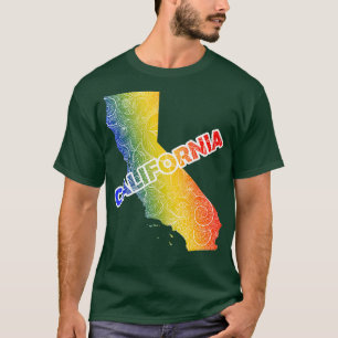 Camiseta Mapa de arte de mandala colorida de California con