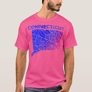 Camiseta Mapa de arte de mandala colorida de Connecticut co