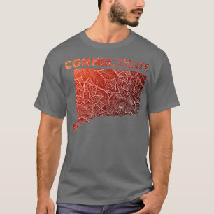 Camiseta Mapa de arte de mandala colorida de Connecticut co