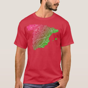 Camiseta Mapa de arte de mandala colorida de España con tex