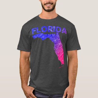Camiseta Mapa de arte de mandala colorida de Florida con te