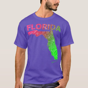 Camiseta Mapa de arte de mandala colorida de Florida con te