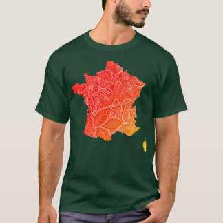 Camiseta Mapa de arte de mandala colorida de Francia con te
