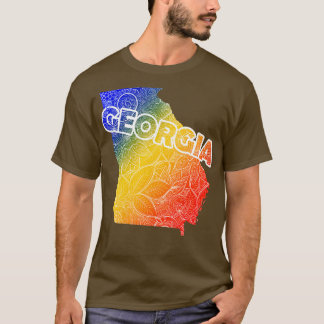 Camiseta Mapa de arte de mandala colorida de Georgia con te