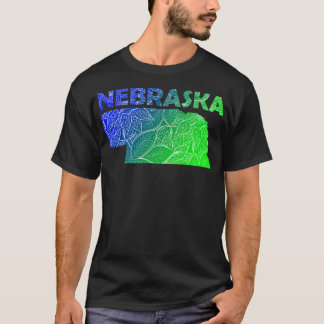 Camiseta Mapa de arte de mandala colorida de Nebraska con t